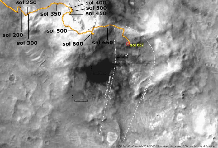 Weg bis zu Sol 654