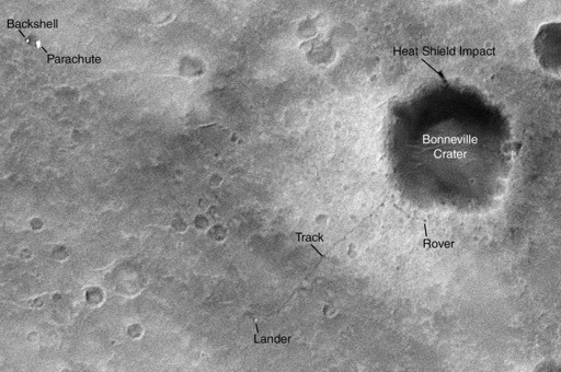 Spur des Rovers aus dem Orbit