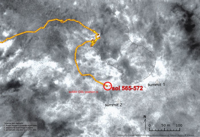 Orbit-Wegmarkierungen bis Sol 551